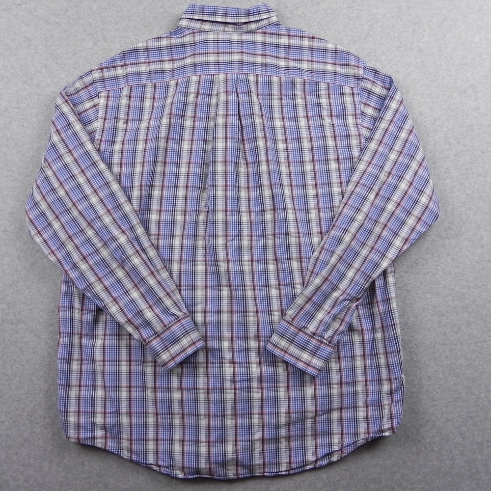 Roundtree & Yorke Shirt Mens XLT Tall Pocket Button Up Blue Plaid Long Sleeve - Picture 8 of 9